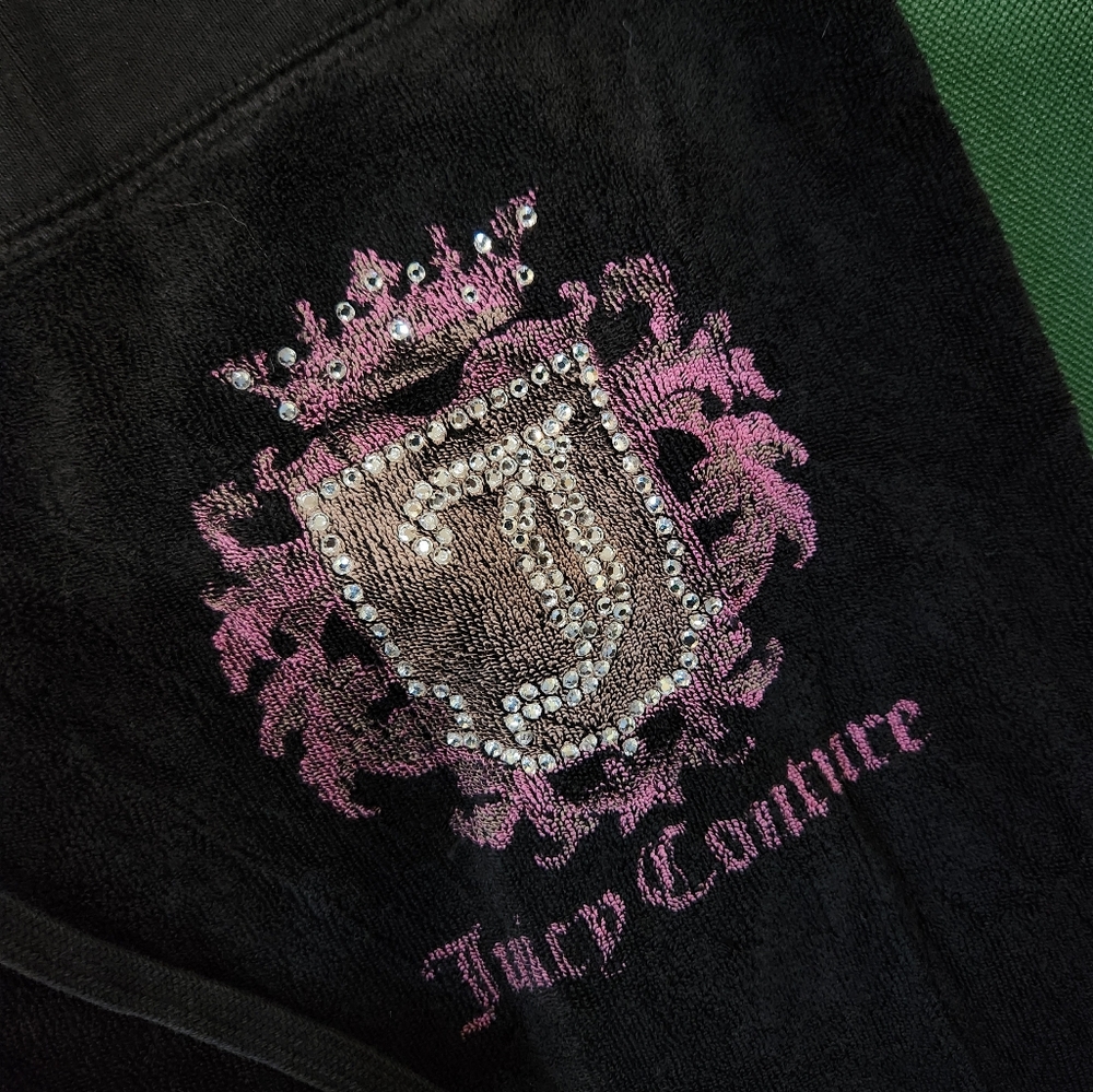 Y2k Juicy Couture Terry Cloth Track Suit Set Embellished Logo Black - Picture 5 of 6